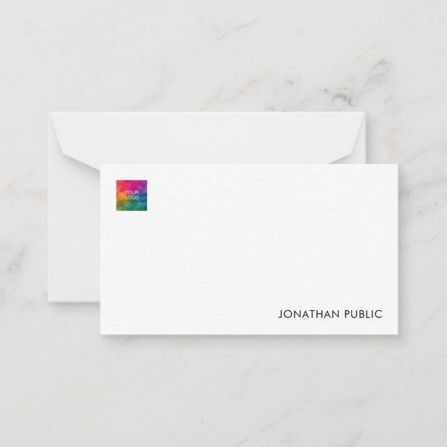 Custom Your Name Company Logo Elegant Note Card (Front)
