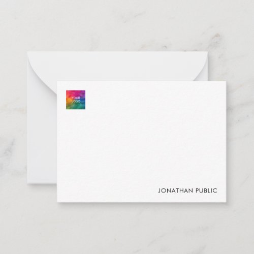 Custom Your Name Company Logo Here Elegant Note Card