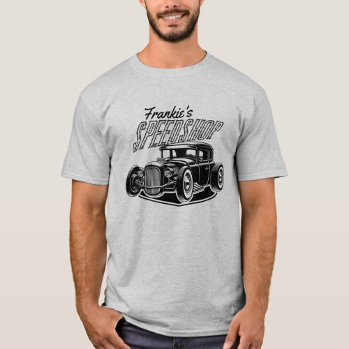 Custom YOUR NAME Hot Rod Coupe Speed Shop Garage T_Shirt