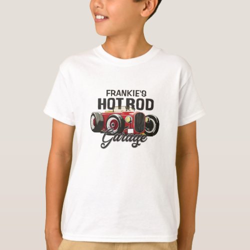 Custom YOUR NAME Hot Rod Garage Personalized Car T_Shirt