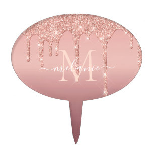 Custom Your Name Letter Rose Gold Cake Topper