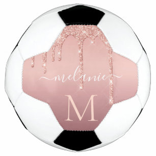 Custom Your Name Letter Rose Gold Soccer Ball