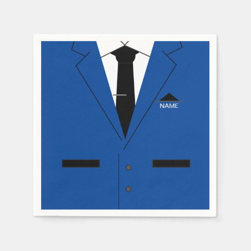 Custom Your Name Napkins Blue Suit and Necktie