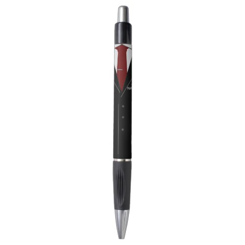 Custom Your Name Pen Business Black Suit and Tie