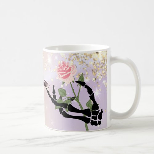 Custom Your Name Personal Skull Hand Floral  Coffee Mug
