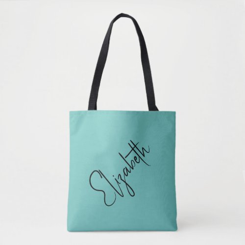 Custom Your Name Teal  Pink Handwritten Tote Bag