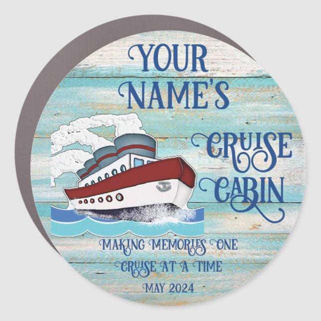 Custom Your Name's Cruise Cabin Making Memories Car Magnet (Front)