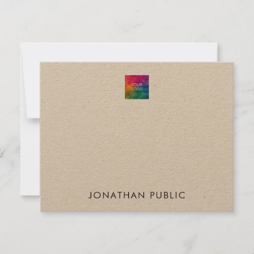 Custom Your Own Company Logo Here Kraft Paper Note Card