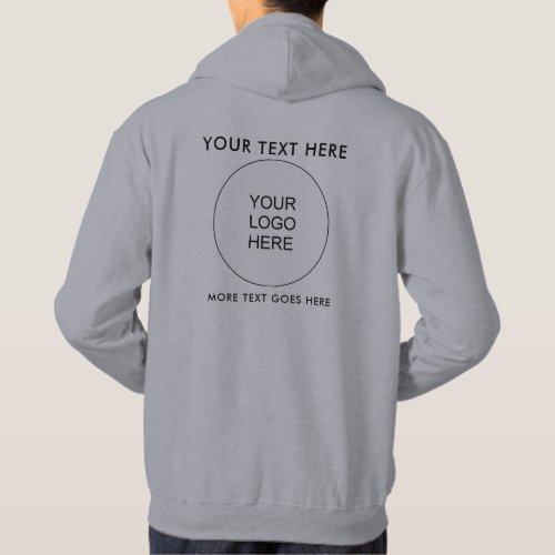 Custom Your Own Logo Text Mens Double Sided Grey Hoodie