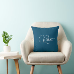 Custom Your Own Name Chic Trendy Ocean Blue Throw Pillow