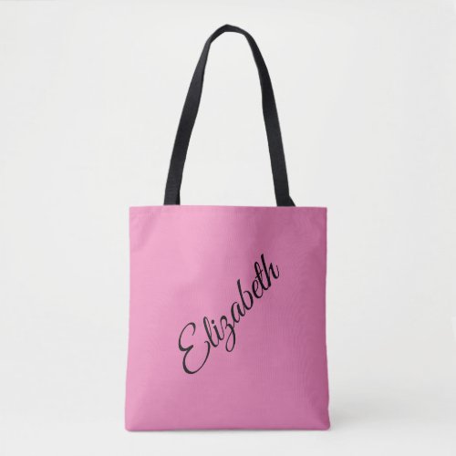 Custom Your Own Name Elegant Pink Script Tote Bag