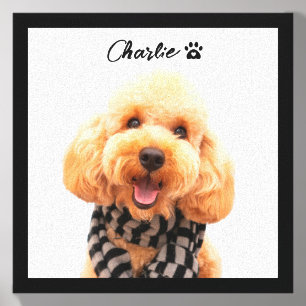 Custom Your Own Pet Portrait With Photo and name Canvas Photo Tile