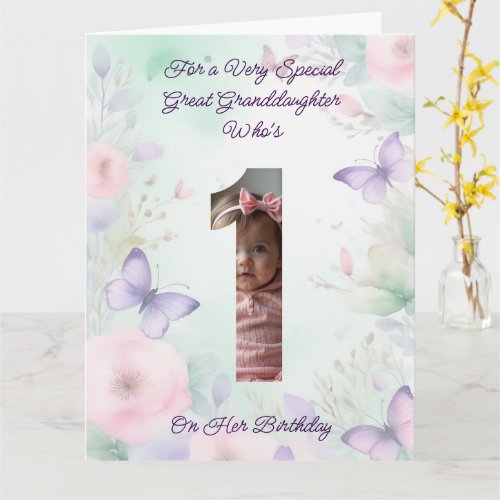 Custom Your Own Photo 1-Year Girl's Birthday Card