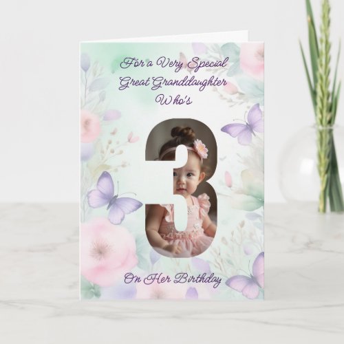 Custom Your Own Photo Girl's 3rd Birthday Card