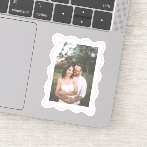 Custom Your Own Photo with Wavy pink Frame Sticker