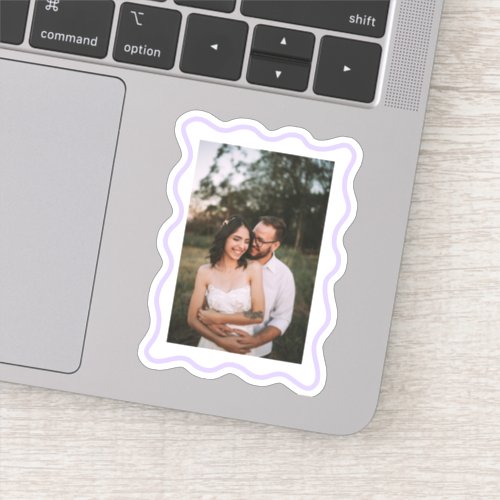 Custom Your Own Photo with Wavy Purple Frame Sticker