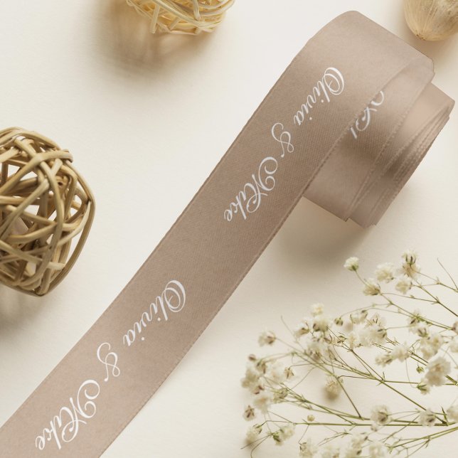 Custom your own text neutral satin ribbon (Custom your own text neutral satin ribbon)