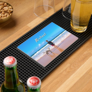 Custom Your Pet Photo Bar Mat Personalized Name