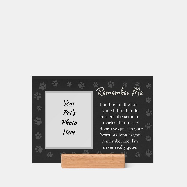 Custom Your Pet Photo Memorial Verse Loss Sign Holder (Woodblock)