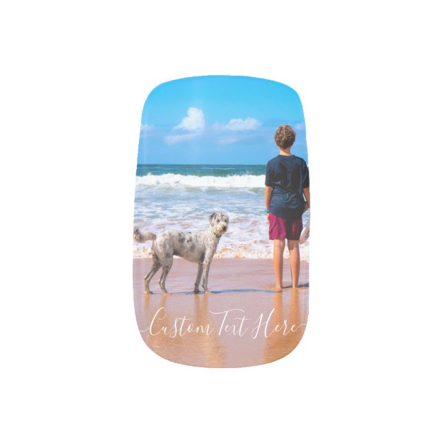 Custom Your Pet Photo Nail Art Gift with Text (Left Thumb)