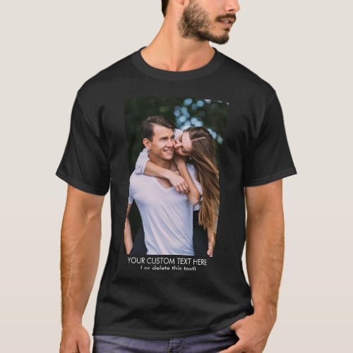 Custom Your Photo and 2 Line Text Simple Easy T_Shirt