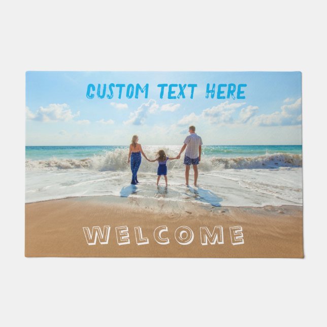 Custom Your Photo and Text Doormat Welcome (Front)