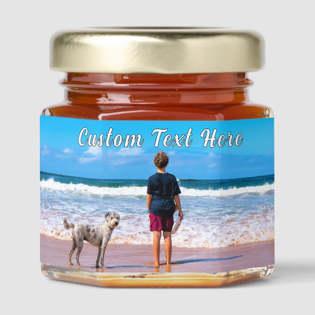 Custom Your Photo and Text Honey Jar Favors (Front)