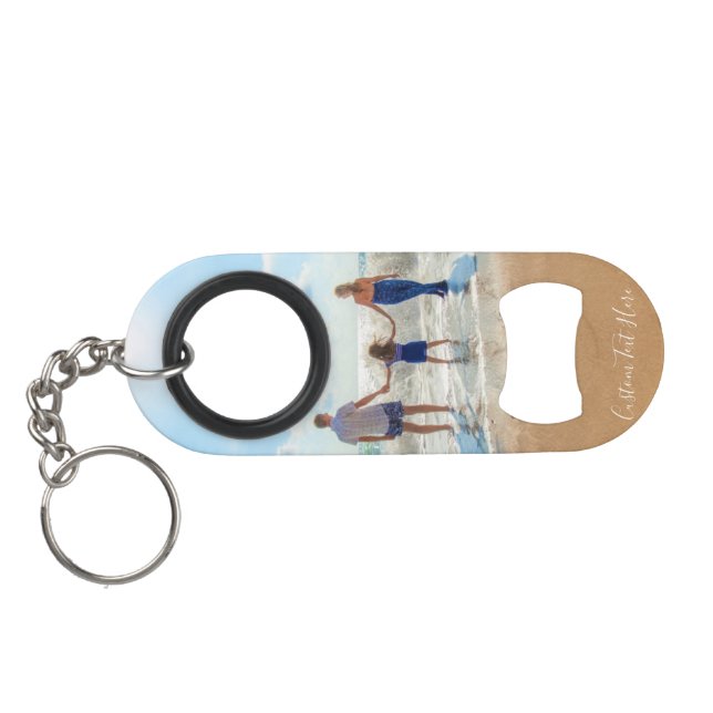 Custom Your Photo and Text Keychain Bottle Opener (Back Horizontal)