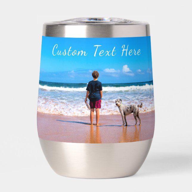 Custom Your Photo and Text Personalized Thermal Wine Tumbler (Front)