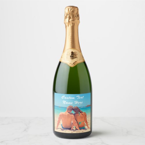 Custom Your Photo and Text Sparkling Wine Label