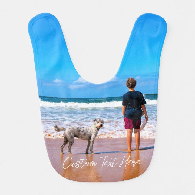 Custom Your Photo Baby Bib with Text (Front)