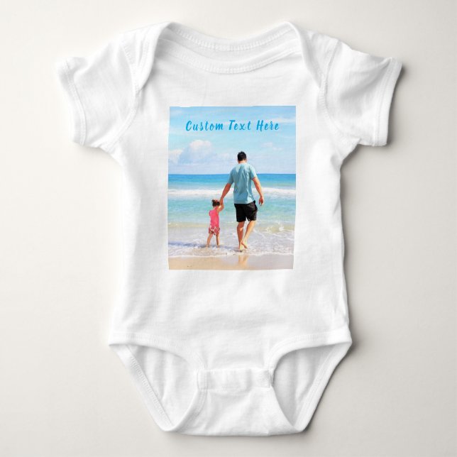 Custom Your Photo Baby Bodysuit Gift and Text Name (Front)