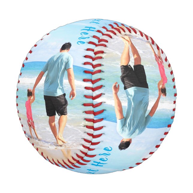 Custom Your Photo Baseball Gift with Text Name (Angled)
