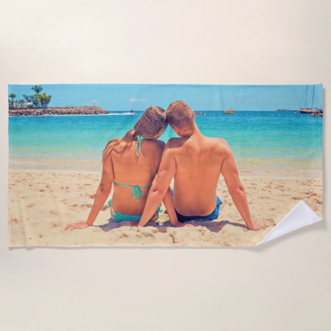 Custom Your Photo Beach Towel Personalized Gift (Front)