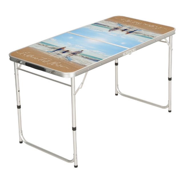 Custom Your Photo Beer Pong Table with Text (Angled)