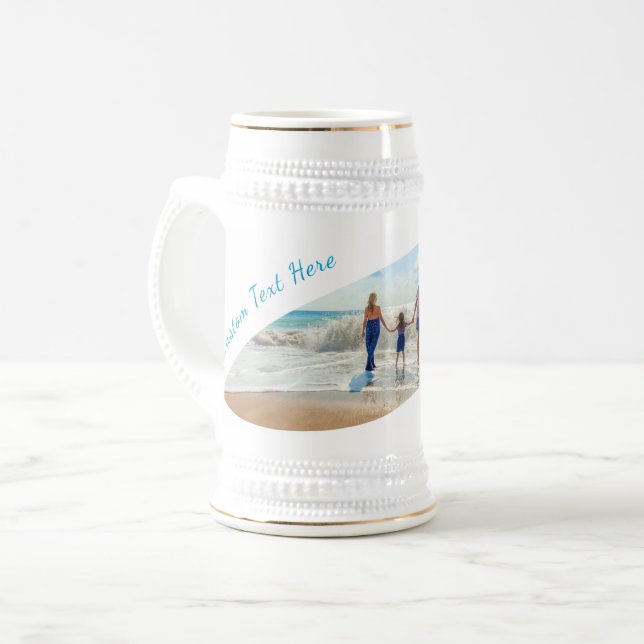 Custom Your Photo Beer Stein Gift Custom Text Name (Front Left)