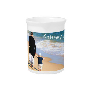 Custom Your Photo Beverage Pitcher with Text