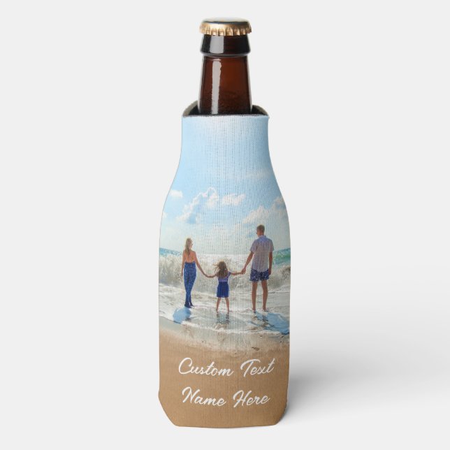 Custom Your Photo Bottle Cooler Personalized Text (Bottle Front)