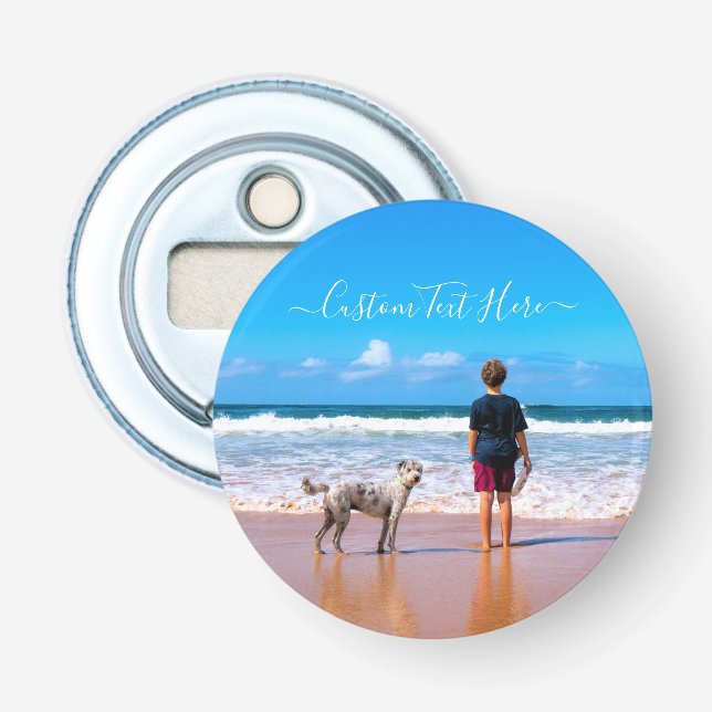 Custom Your Photo Bottle Opener Gift with Text (Front)