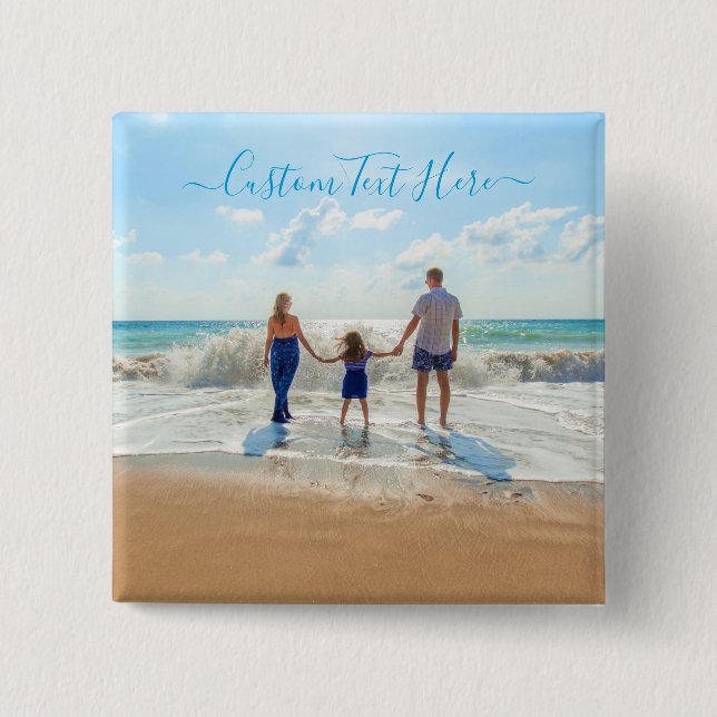 Custom Your Photo Button Gift with Text (Front)