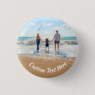 Custom Your Photo Button with Text Personalized