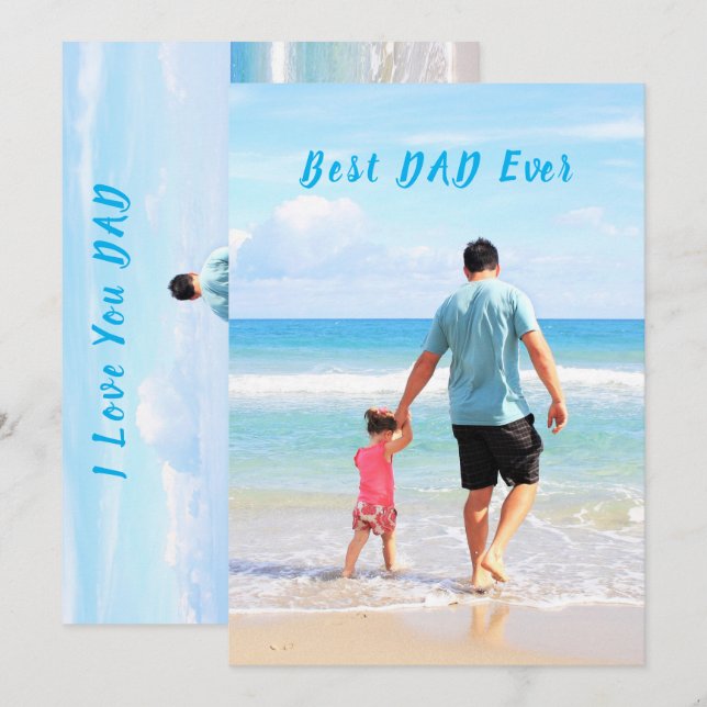 Custom Your Photo Card with Text - I Love You DAD (Front/Back)