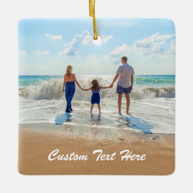 Custom Your Photo Christmas Ornament Gift and Text (Front)