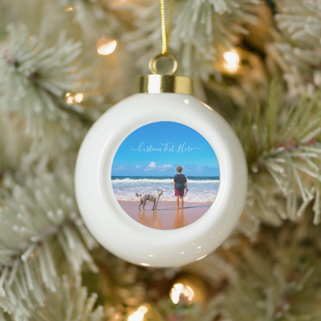 Custom Your Photo Christmas Ornaments with Text (Tree)