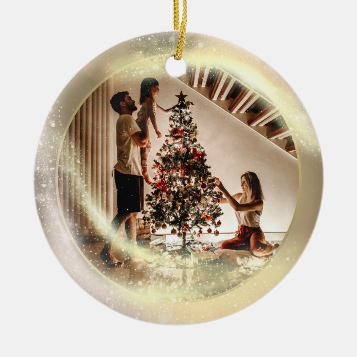 Custom Your Photo Christmas Tree Decor gift Ceramic Ornament | Zazzle
