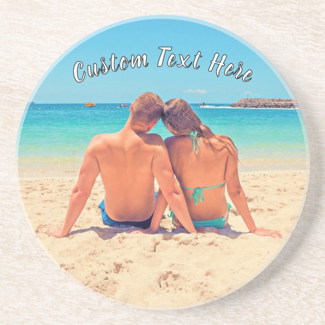 Custom Your Photo Coaster Personalized Text (Front)