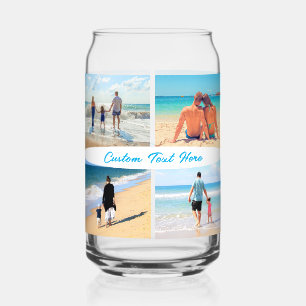 Custom Your Photo Collage and Text Personalized Can Glass