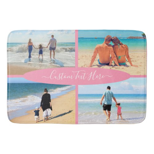 Custom Your Photo Collage Bath Mat with Text