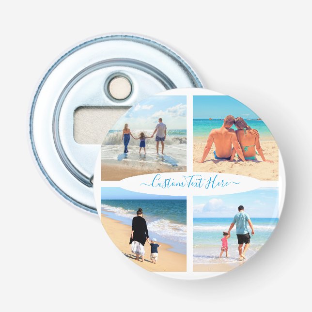 Custom Your Photo Collage Bottle Opener with Text (Front)