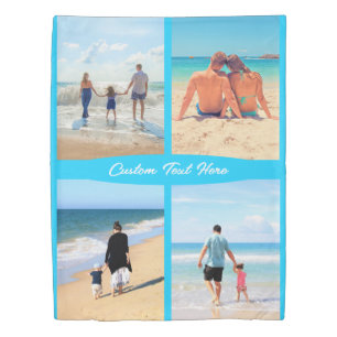 Custom Your Photo Collage Duvet Cover with Text